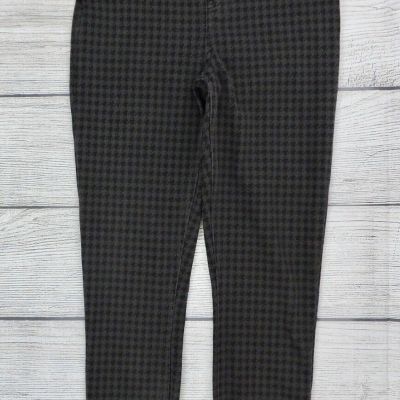 SPANX JEAN-ISH ANKLE Sz Medium Black Gray Houndstooth Stretch Pull On Leggings